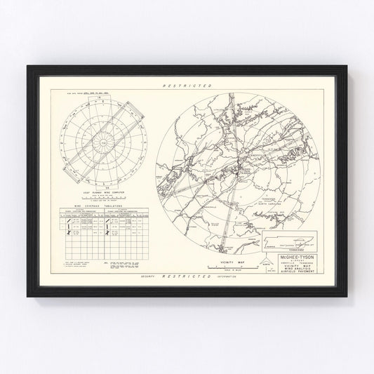 vintage map of McGhee-Tyson Airport vicinity, Knoxville, Tennessee, 1952
