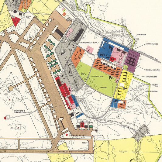Vintage Map of McGuire Air Force Base, Wrightstown, 1952