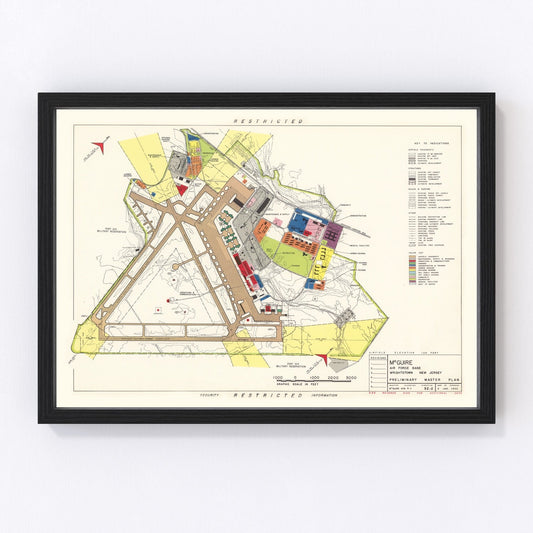 Vintage map of McGuire Air Force Base, Wrightstown, New Jersey, 1952