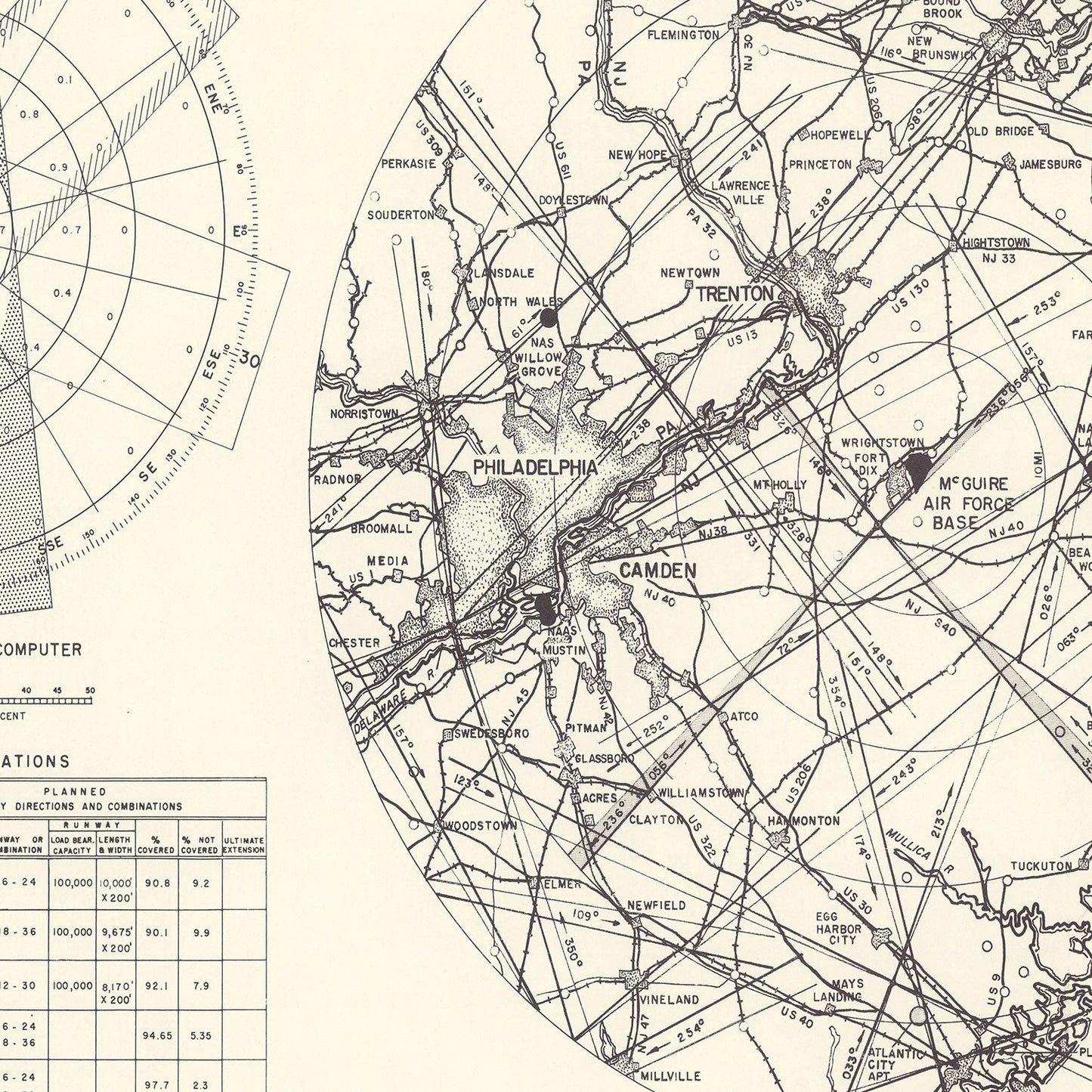 Vintage Map of McGuire Air Force Base Vicinity, New Jersey, 1951