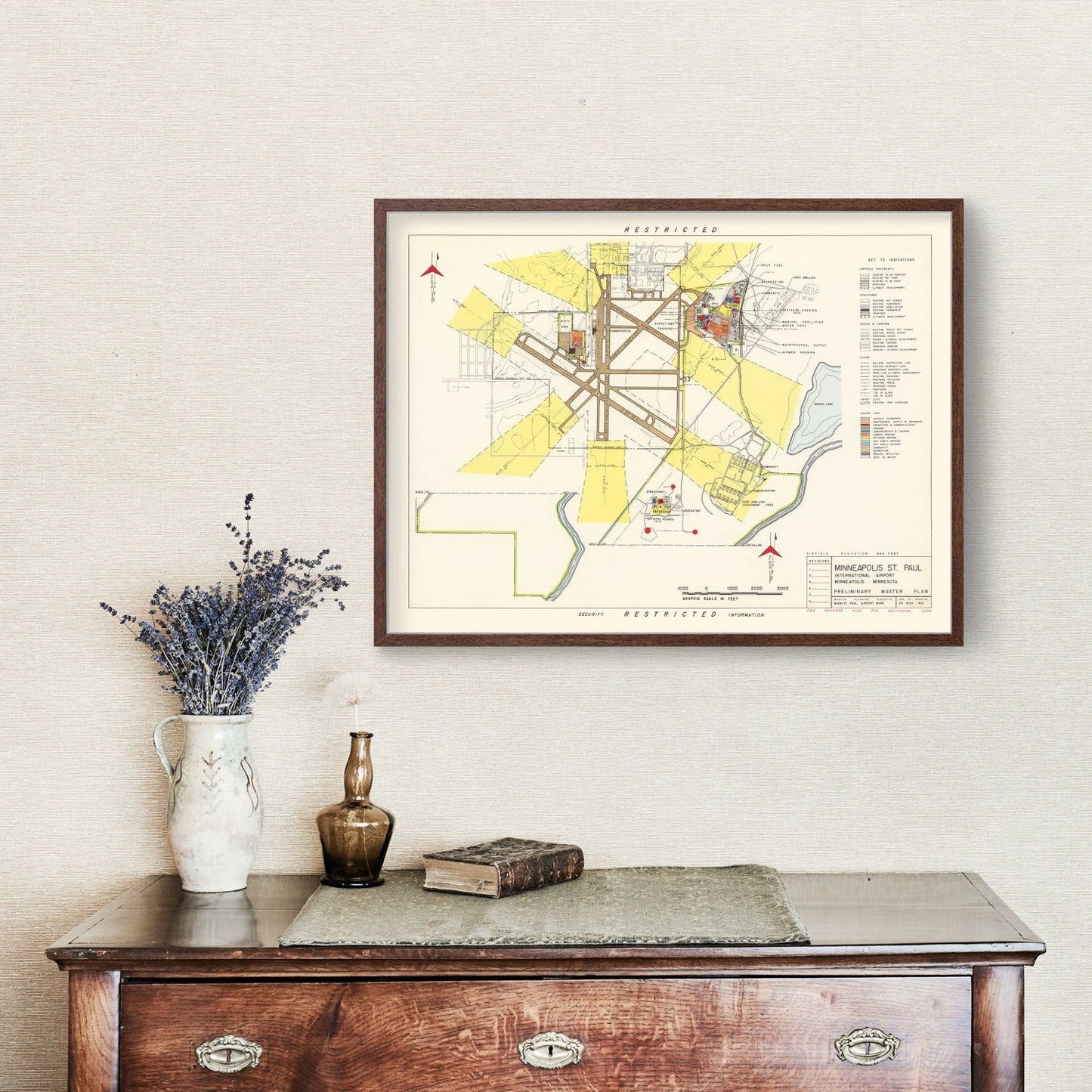 Vintage Map of Minneapolis-St. Paul Airport, 1951