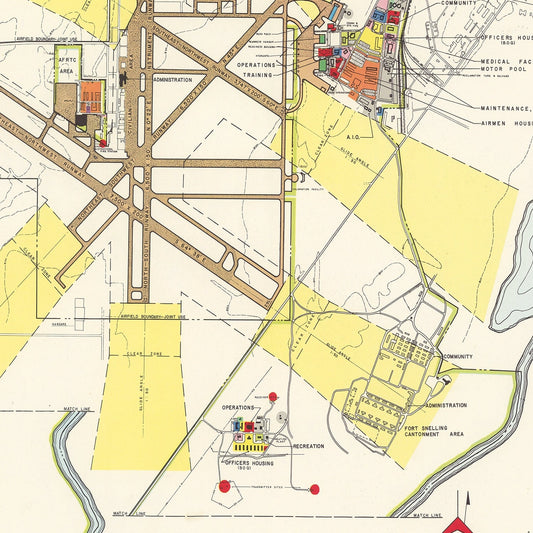 Vintage Map of Minneapolis-St. Paul Airport, 1951