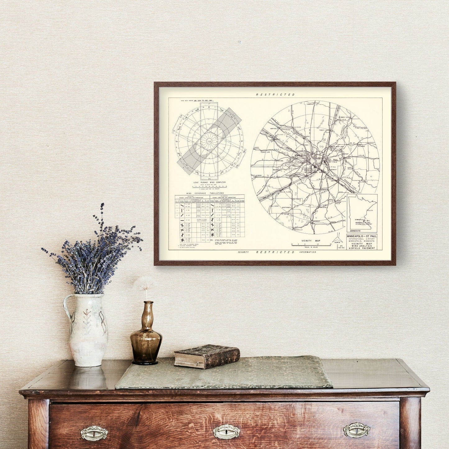 Vintage Map of Minneapolis-St. Paul Airport Vicinity, Minnesota, 1951