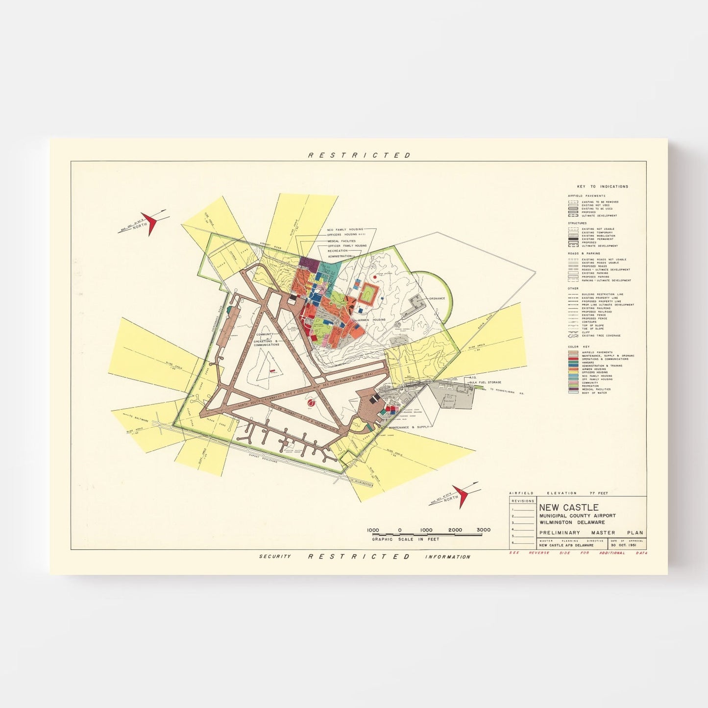 Vintage Map of Wilmington, New Castle County, 1951