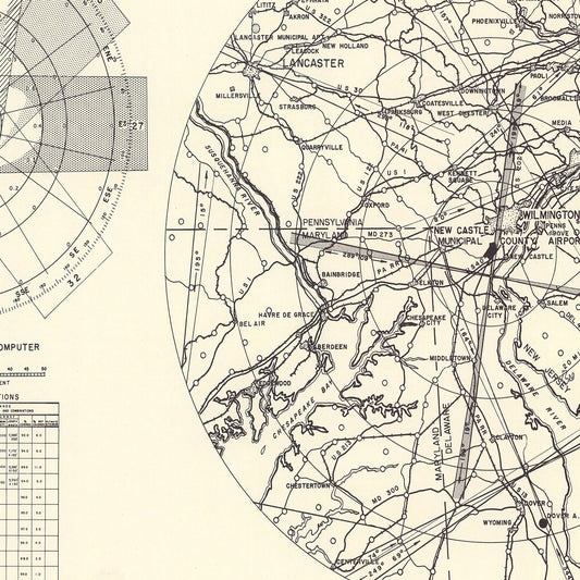 Vintage Map of the New Castle Municipal Airport Vicinity, 1951
