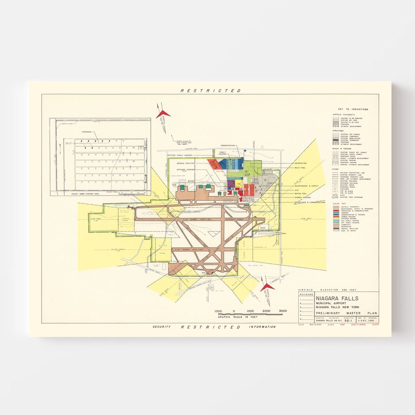 Vintage Map of Niagara Municipal Airport, New York, 1952