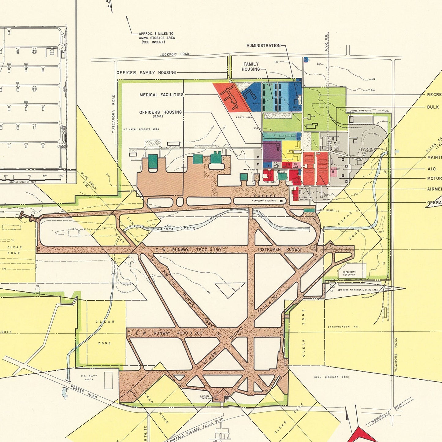 Vintage Map of Niagara Municipal Airport, New York, 1952