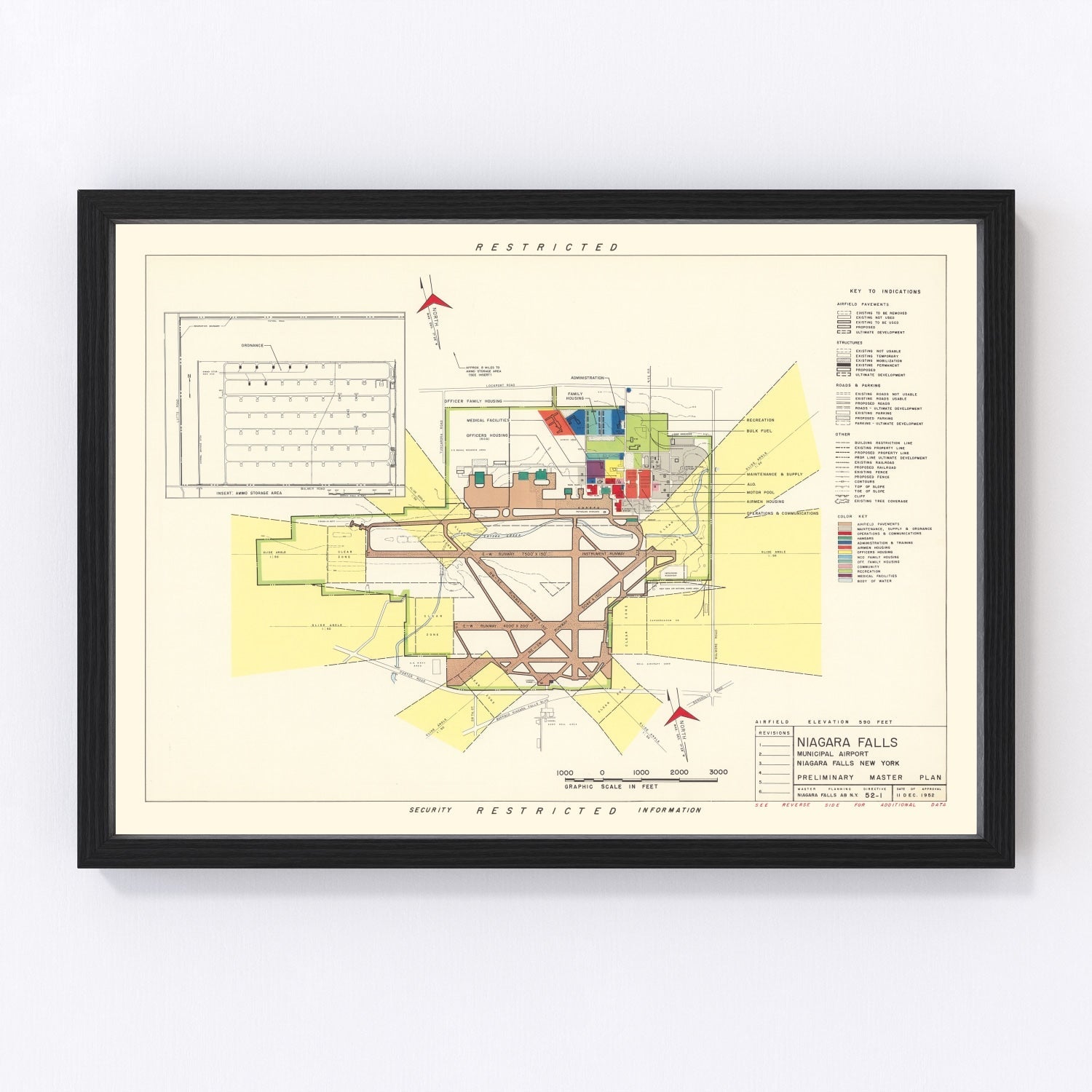 Vintage map of Niagara Municipal Airport, New York, 1952