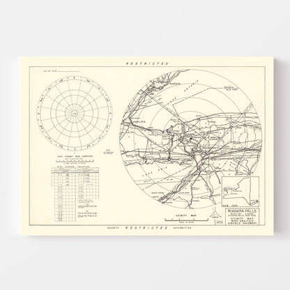 Vintage Map of the Niagara Municipal Airport Vicinity, 1952