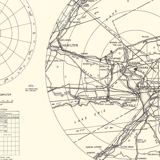 Vintage Map of the Niagara Municipal Airport Vicinity, 1952