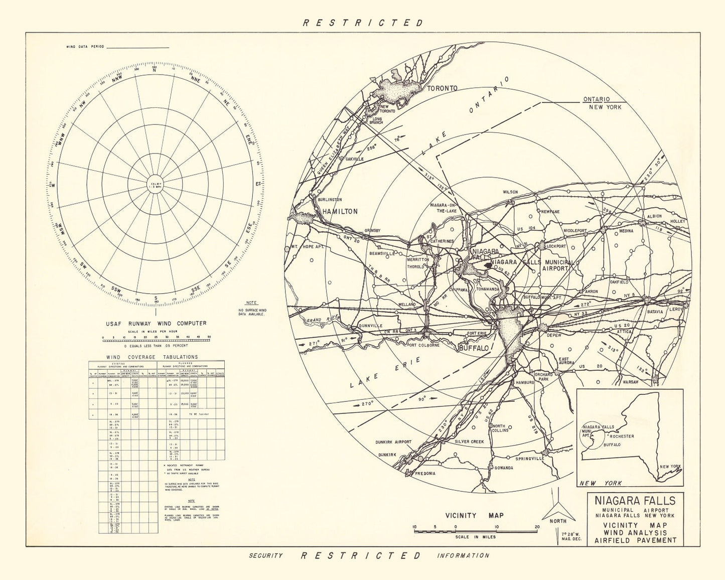 Vintage Map of the Niagara Municipal Airport Vicinity, 1952