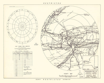 Vintage Map of the Niagara Municipal Airport Vicinity, 1952
