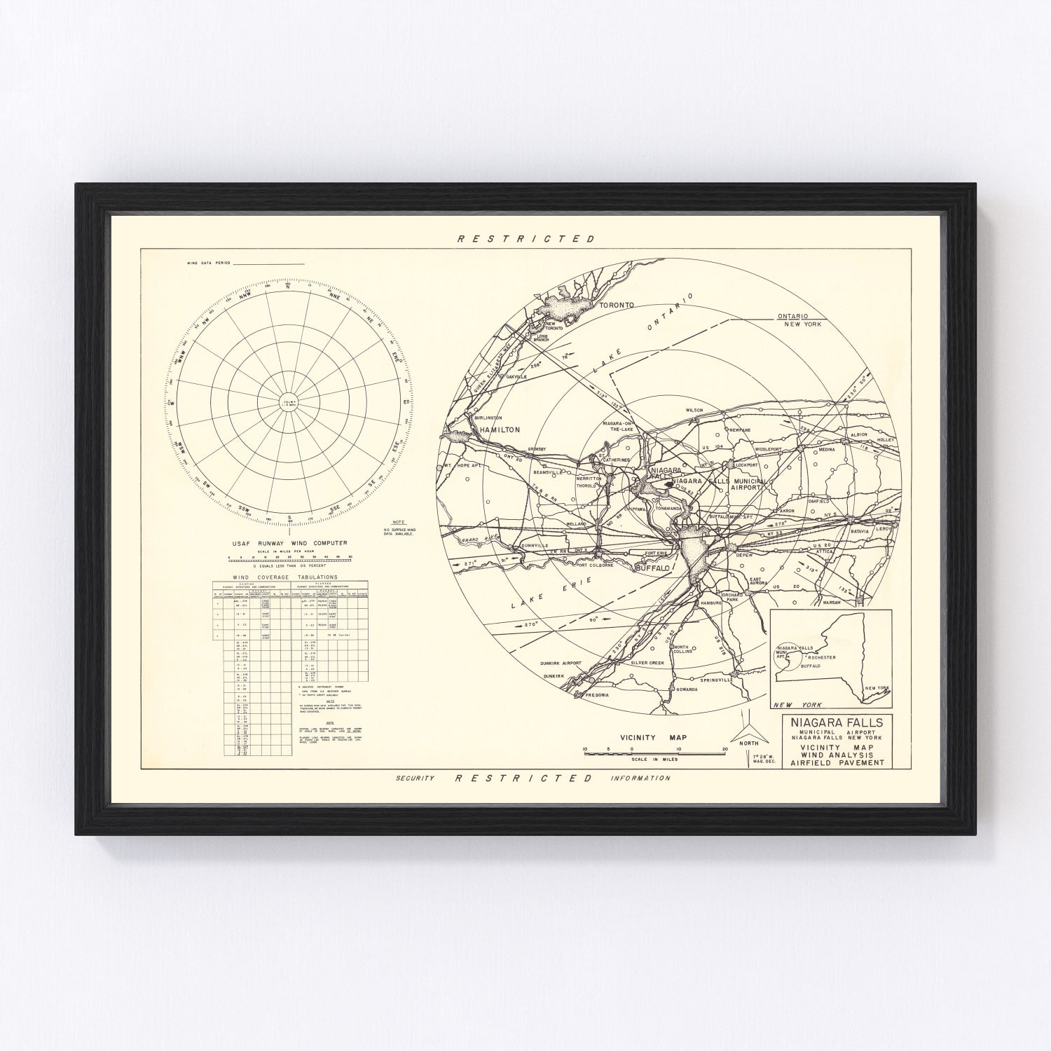 vintage map of Niagara Municipal Airport vicinity, 1952