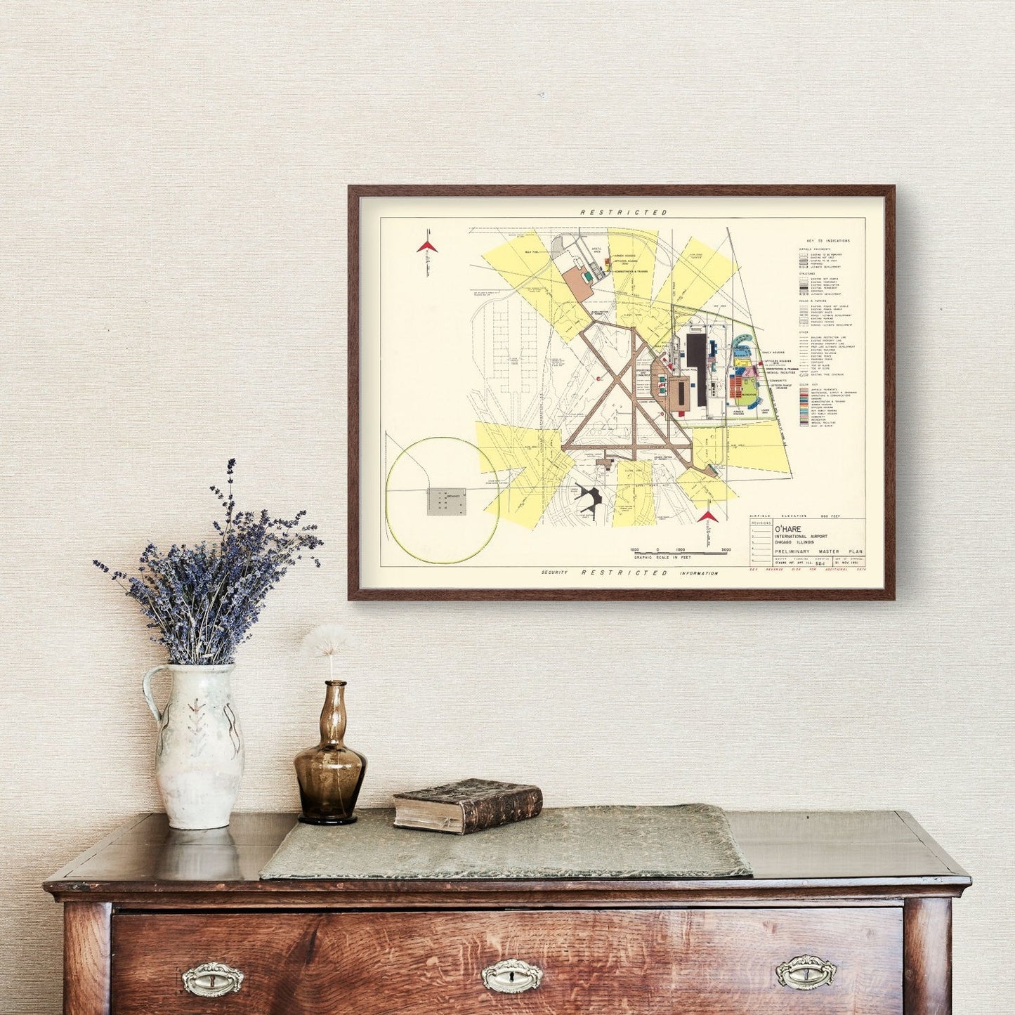 Vintage Map of O'Hare Airport, Chicago, 1951