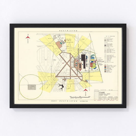 vintage map of O'Hare Airport, Chicago, 1951