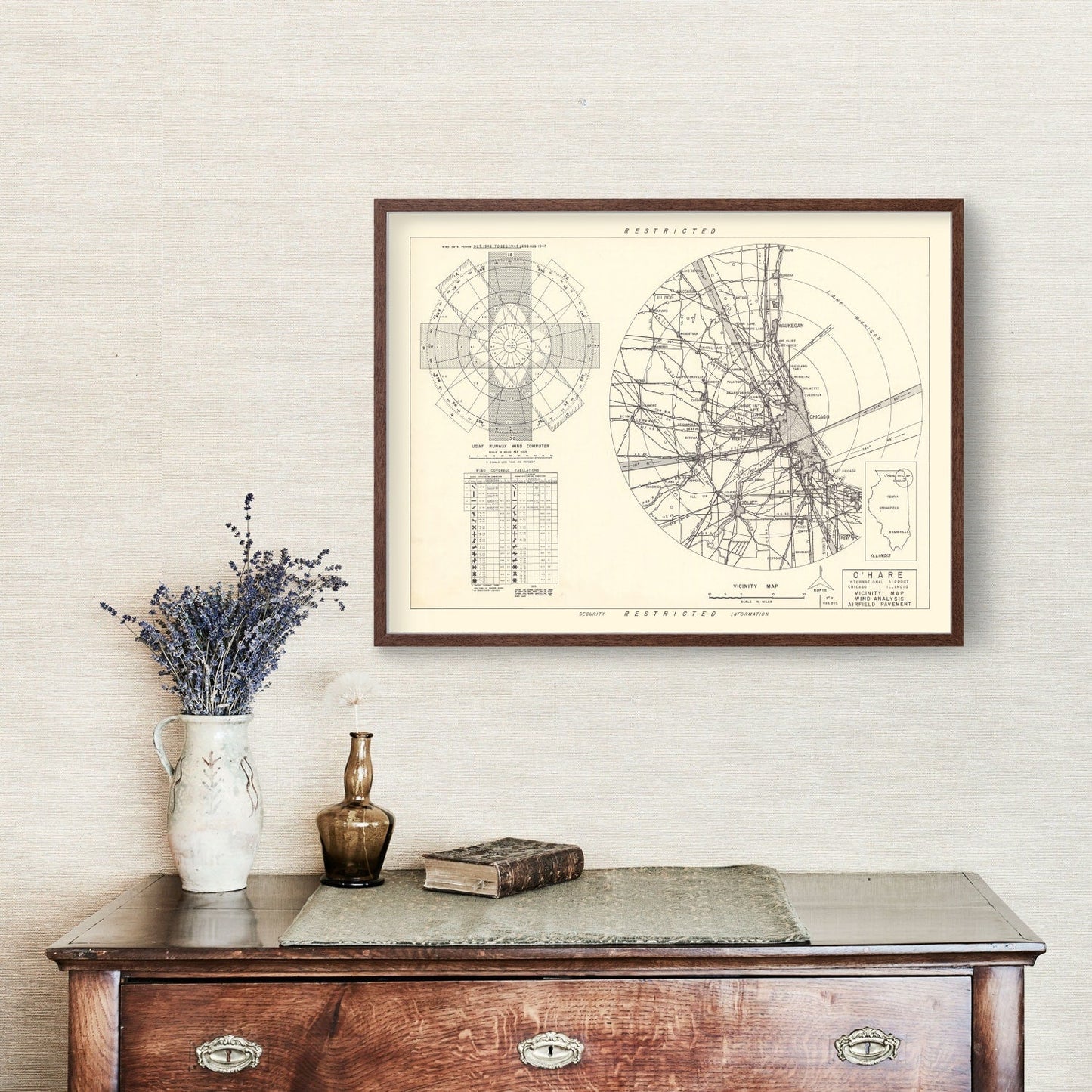 Vintage Map of O'Hare International Airport Vicinity, Illinois, 1951