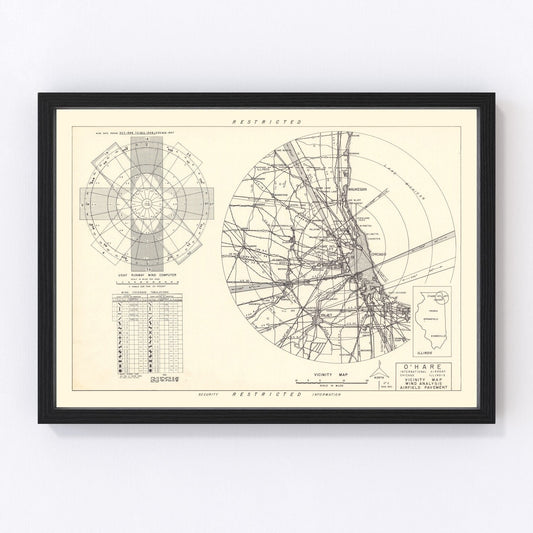 vintage map of O'Hare International Airport vicinity, Illinois, 1951