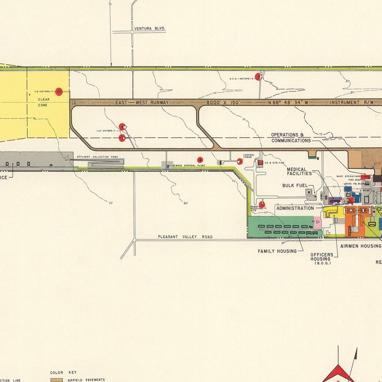 Vintage Map of Oxnard Air Force Base, Camarillo, California, 1951
