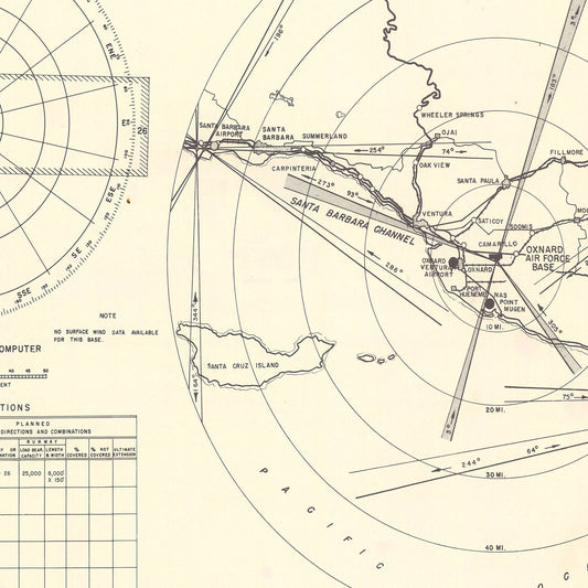 Vintage Map of Oxnard Air Force Base Vicinity, California, 1951