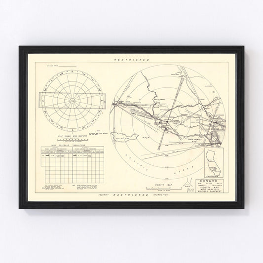 vintage map of Oxnard Air Force Base vicinity, California, 1951