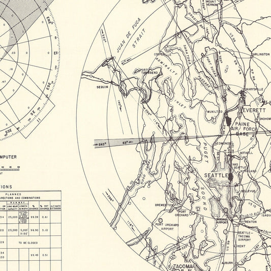 Vintage Map of Paine Air Force Base Vicinity, Washington, 1952
