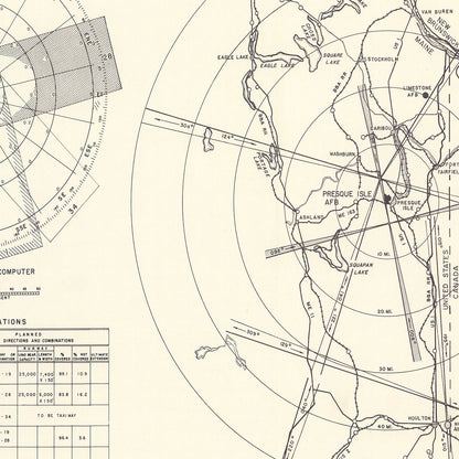 Vintage Map of Presque Isle Air Force Base, Maine, 1952