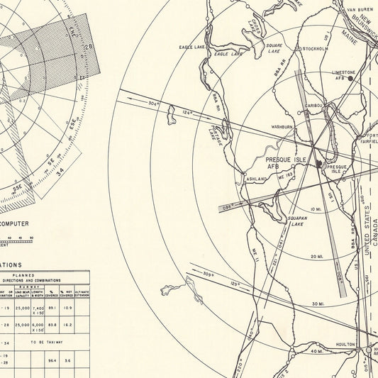 Vintage Map of Presque Isle Air Force Base, Maine, 1952