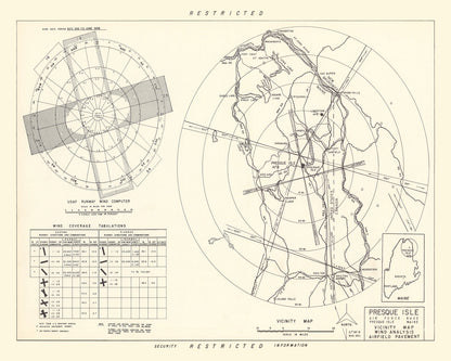 Vintage Map of Presque Isle Air Force Base, Maine, 1952