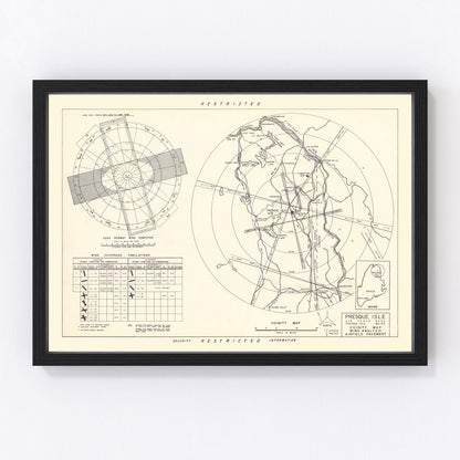 vintage map of Presque Isle Air Force Base vicinity, Maine, 1952