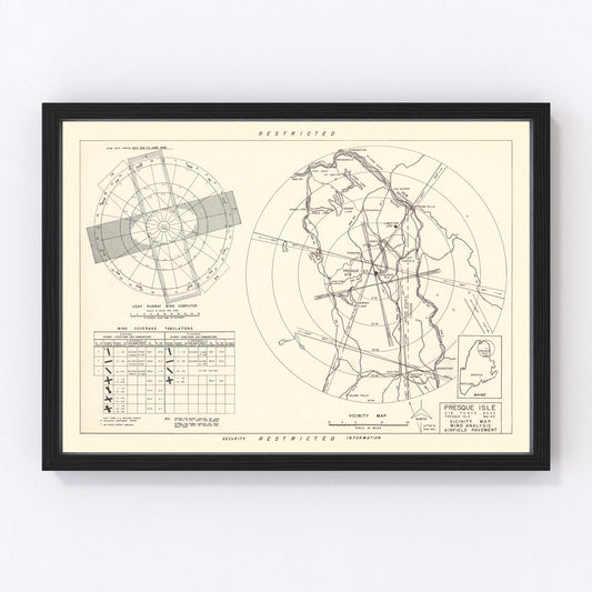 vintage map of Presque Isle Air Force Base vicinity, Maine, 1952