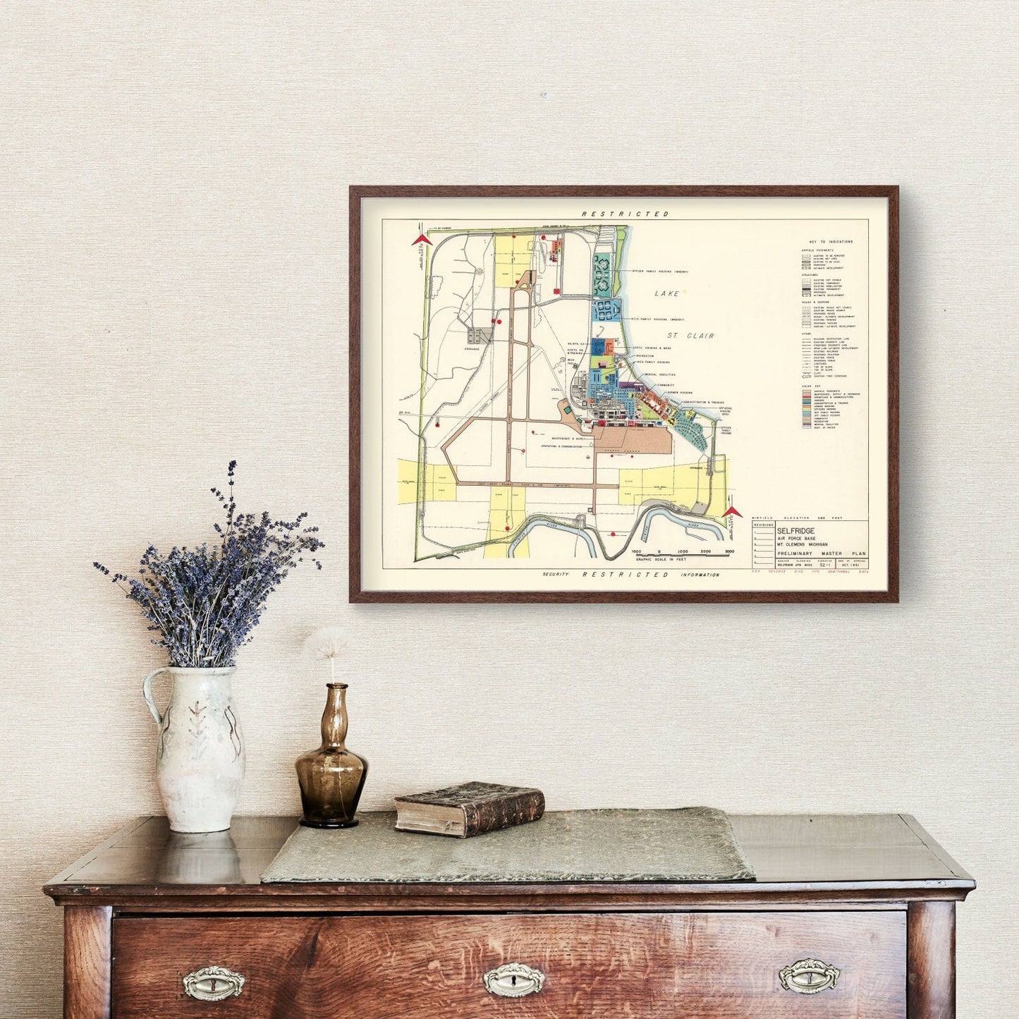 Vintage Map of Selfridge Air Force Base, 1952