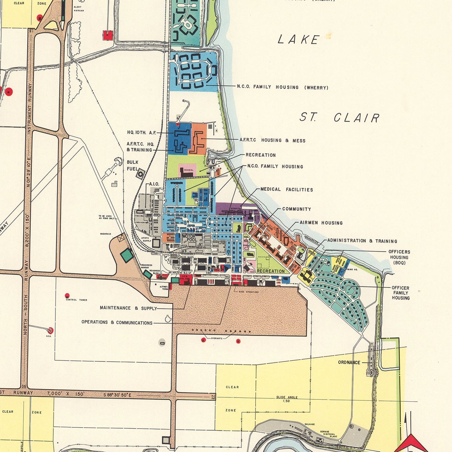 Vintage Map of Selfridge Air Force Base, 1952