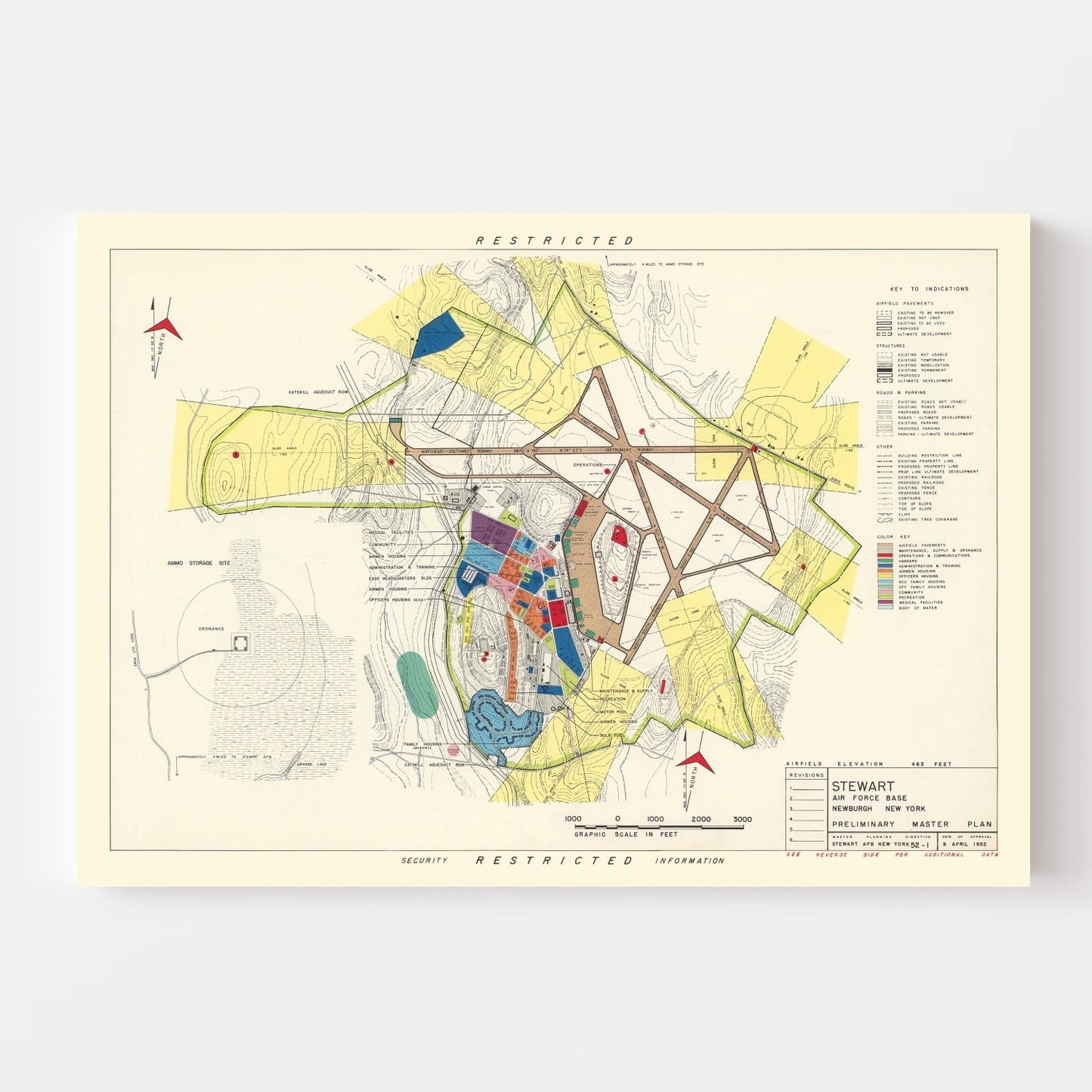 Vintage Map of Newburgh, Orange County, New York, 1952