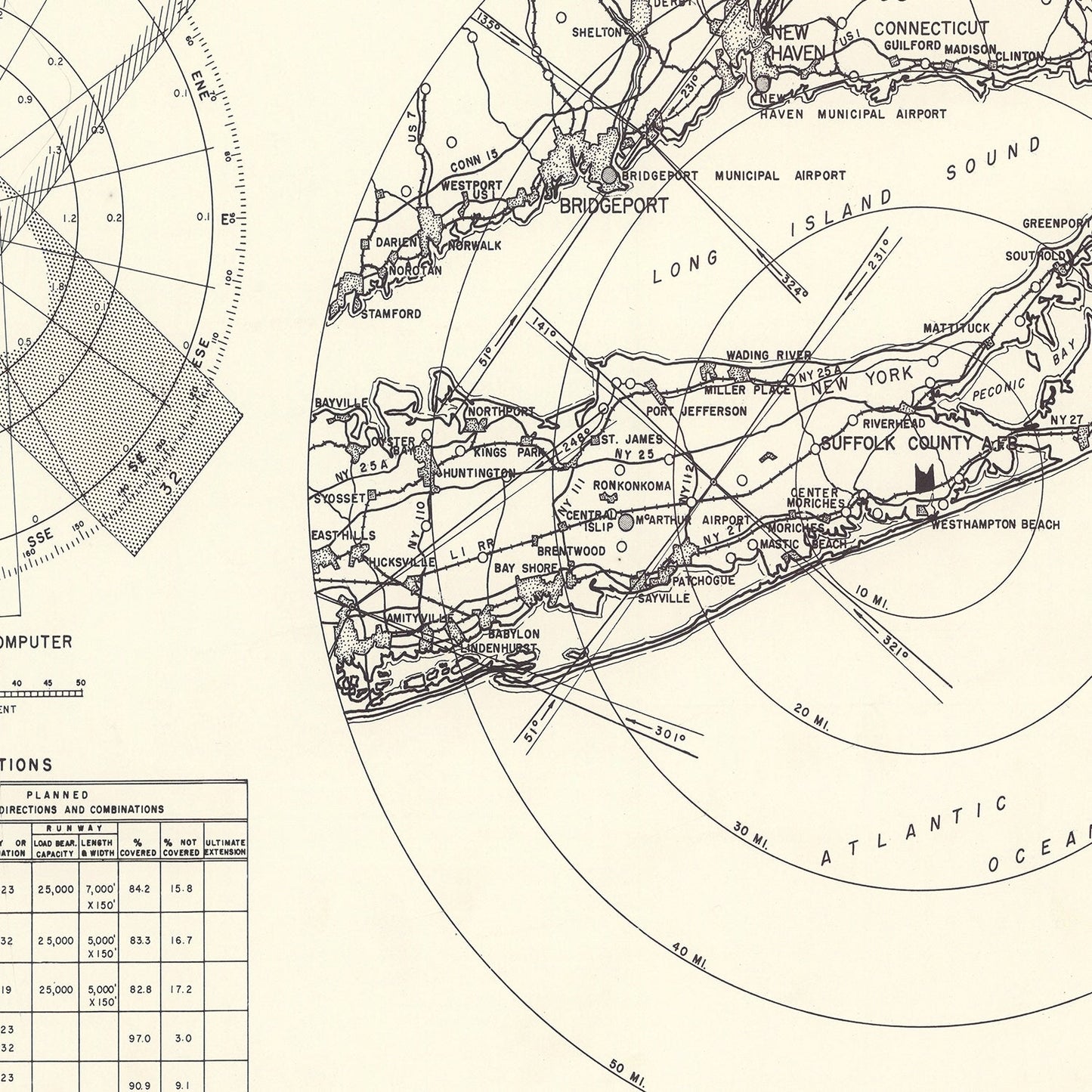 Vintage Map of Westhampton Beach, New York, 1951