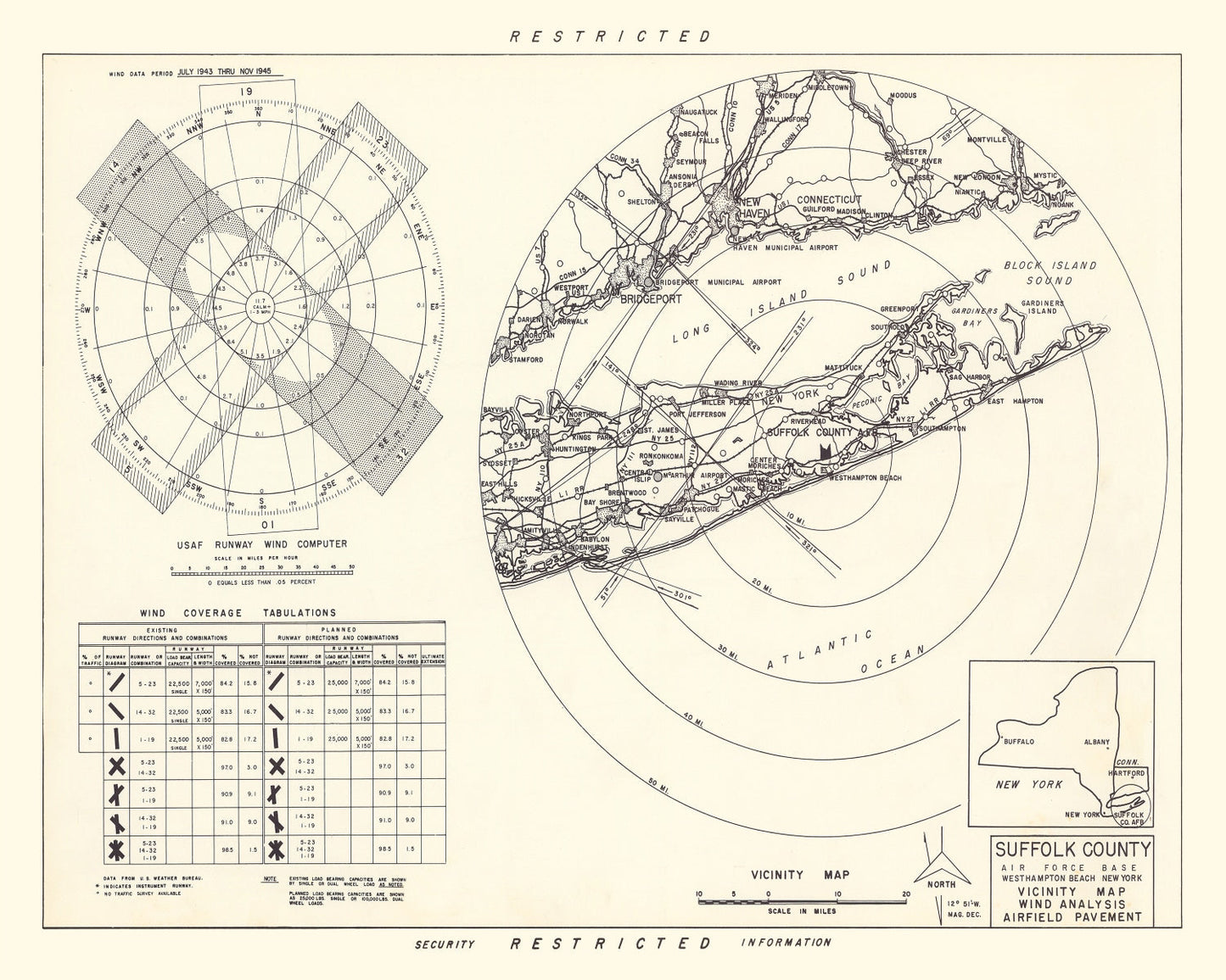 Vintage Map of Westhampton Beach, New York, 1951