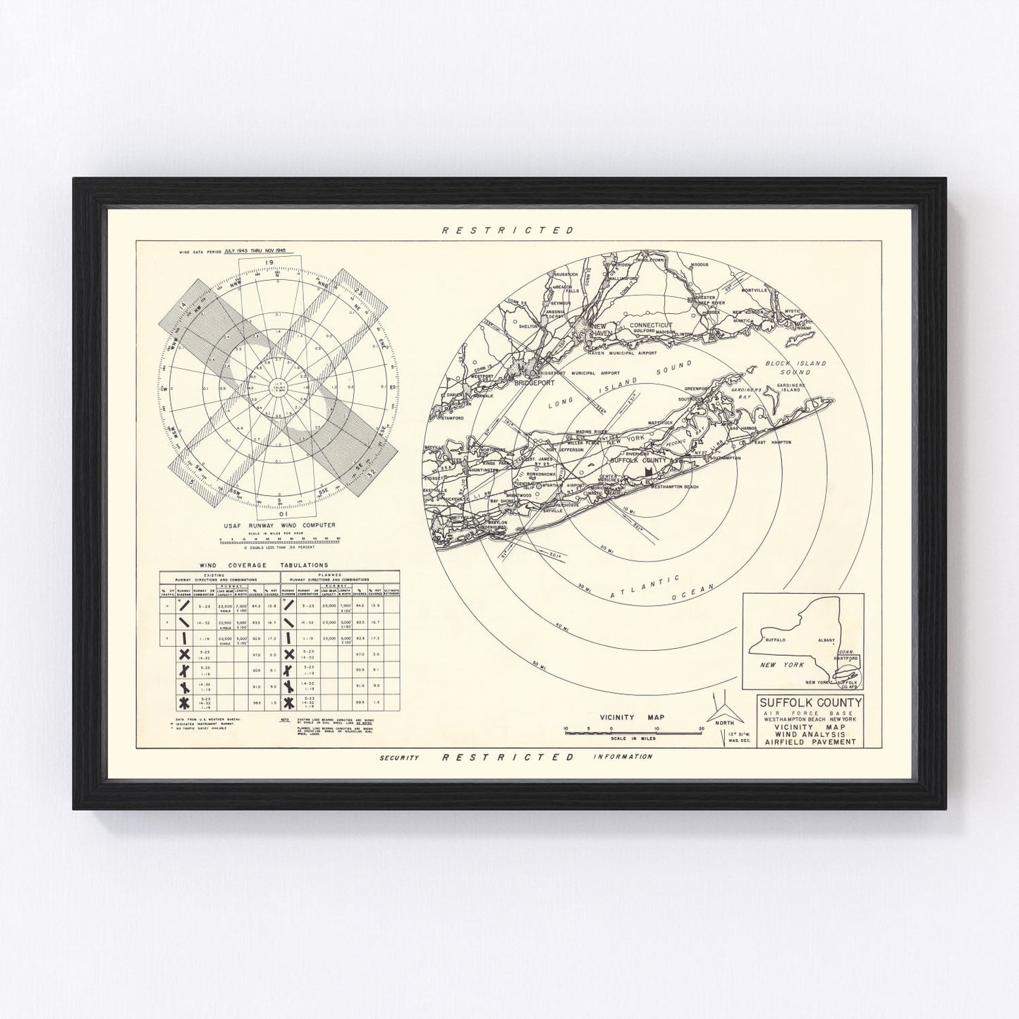 Vintage map of Westhampton Beach, New York, 1951