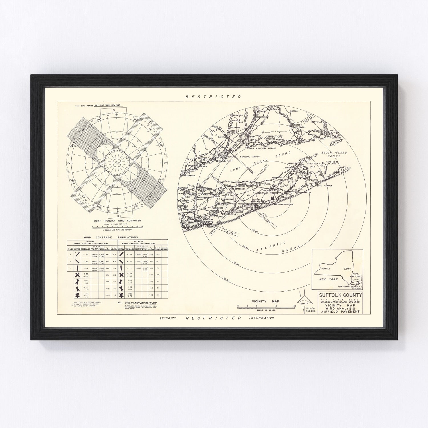 Vintage map of Westhampton Beach, New York, 1951