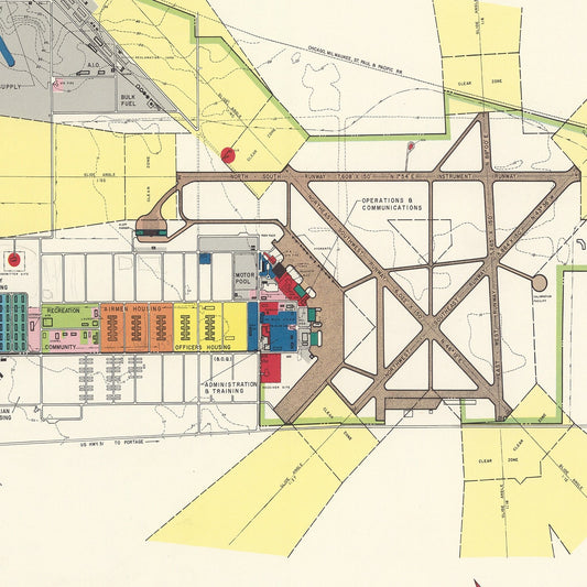 Vintage Map of Truax Field, Madison, Wisconsin, 1952
