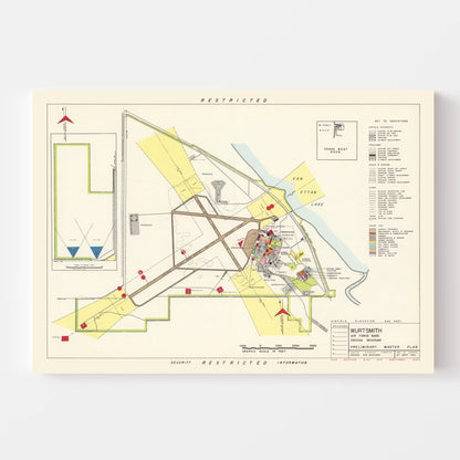 Vintage Map of Wurtsmith Air Force Base, Michigan, 1952
