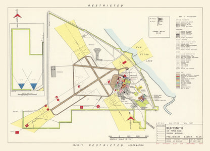 Vintage Map of Wurtsmith Air Force Base, Michigan, 1952