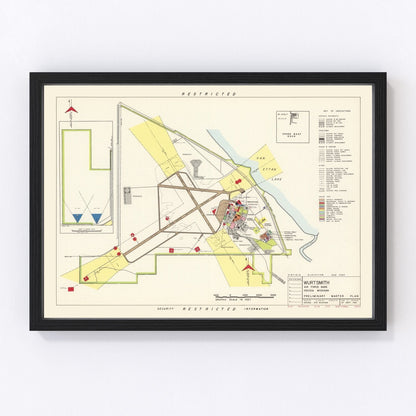 Vintage map of Wurtsmith Air Force Base, Michigan, 1952, Cold War era
