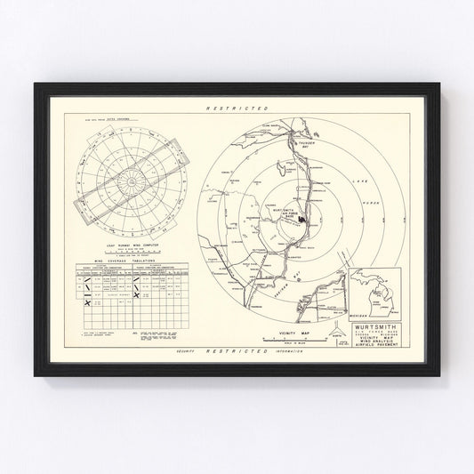 vintage map of Wurtsmith Air Force Base vicinity, 1952