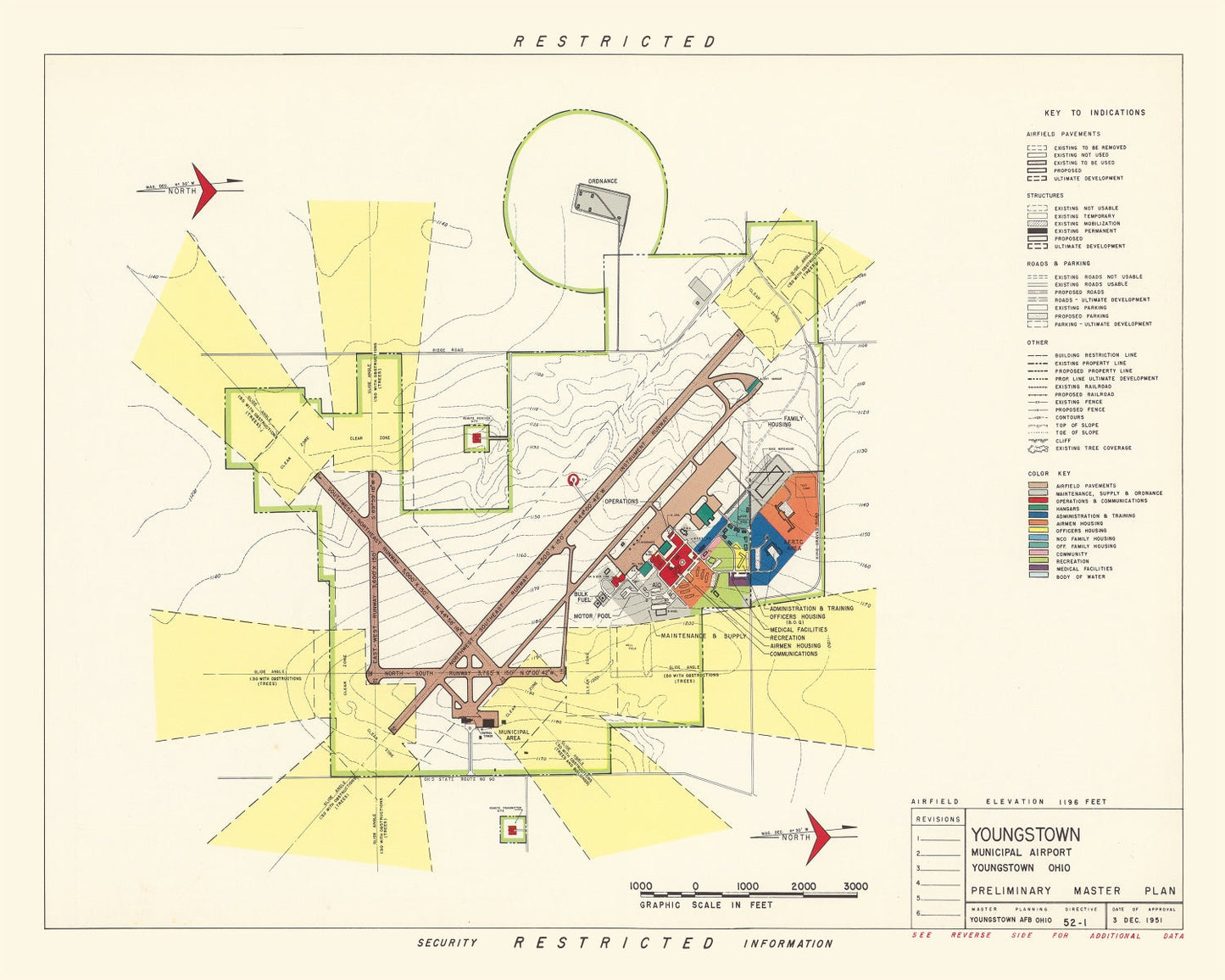 Vintage Map of Youngstown Municipal Airport, 1951