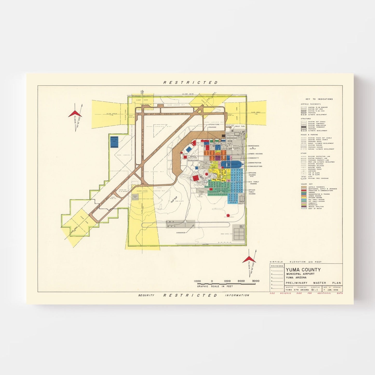 Vintage Map of Yuma County Municipal Airport, 1952
