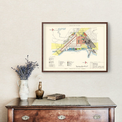 Vintage Map of Brookley Air Force Base, Alabama 1952