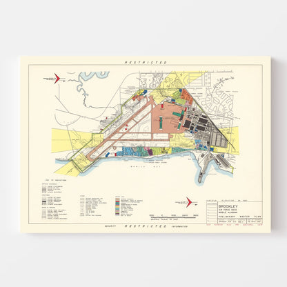 Vintage Map of Brookley Air Force Base, Alabama 1952