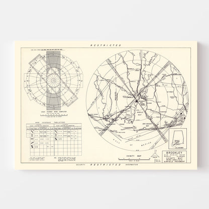 Vintage Map of Brookley Air Force Base Vicinity, Alabama, 1952