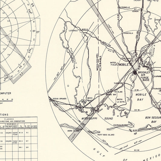 Vintage Map of Brookley Air Force Base Vicinity, Alabama, 1952