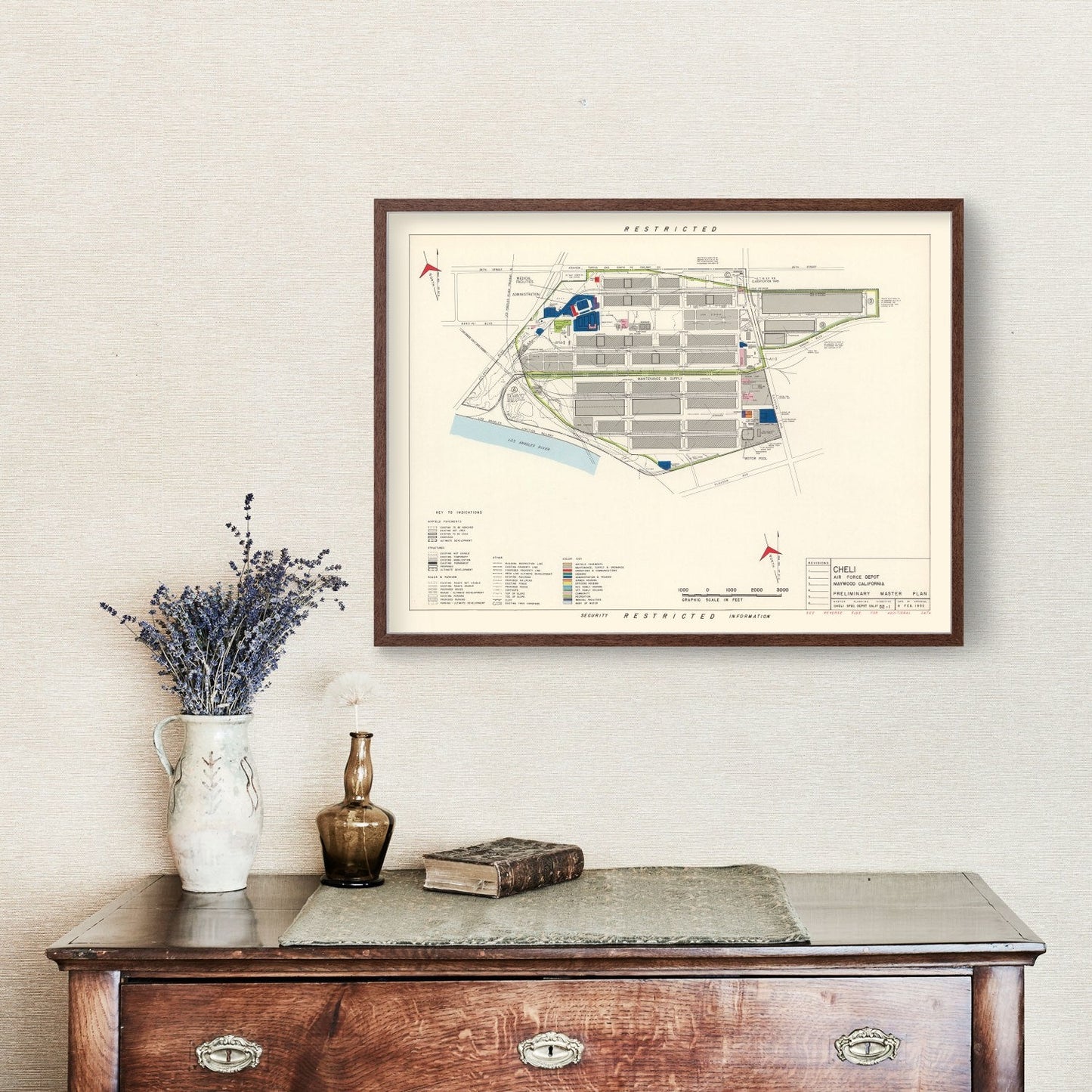 Vintage Map of Cheli Air Force Depot, California, 1952