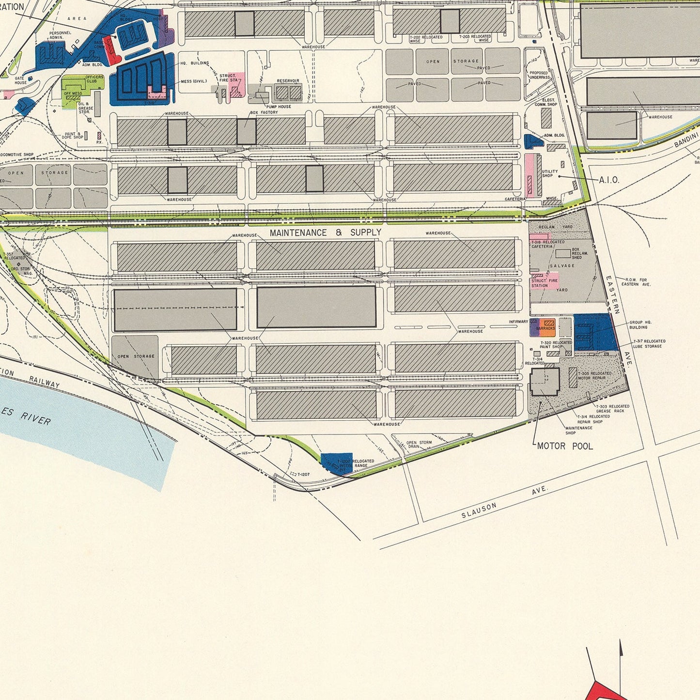 Vintage Map of Cheli Air Force Depot, California, 1952
